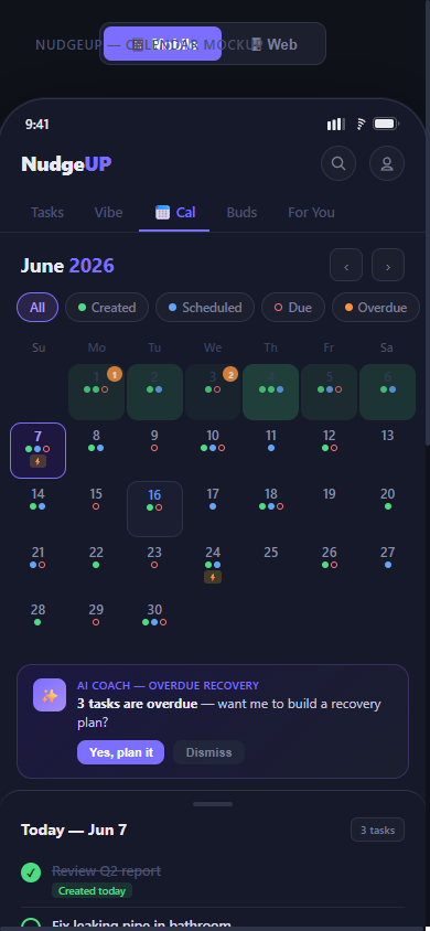 NudgeUP Challenges mockup — group goals you run with your NudgeBuds (launching soon)